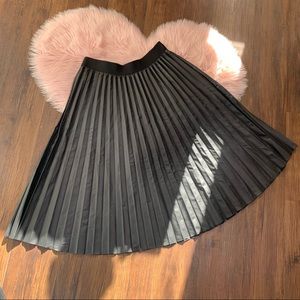 Faux Leather Pleated Skirt